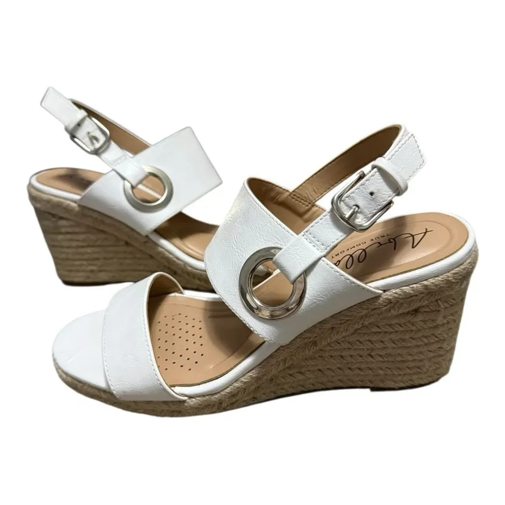 Abella White Espadrille Wedge Sandals